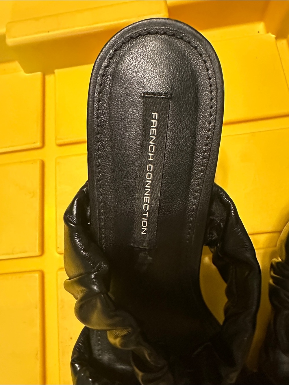 French Connection Black Ruched Slide Mules - Picture 2 of 4